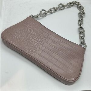 A New Day Light Purple Alligator Print Bag Purse w Large Link Chain Strap 11 x 5